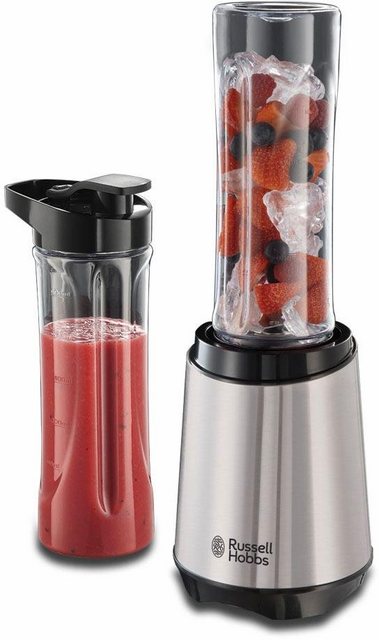 RUSSELL HOBBS Standmixer Mix & Go Steel 23470-56, 300 W, (Smoothie Maker) Edelstahl/schwarz, klein