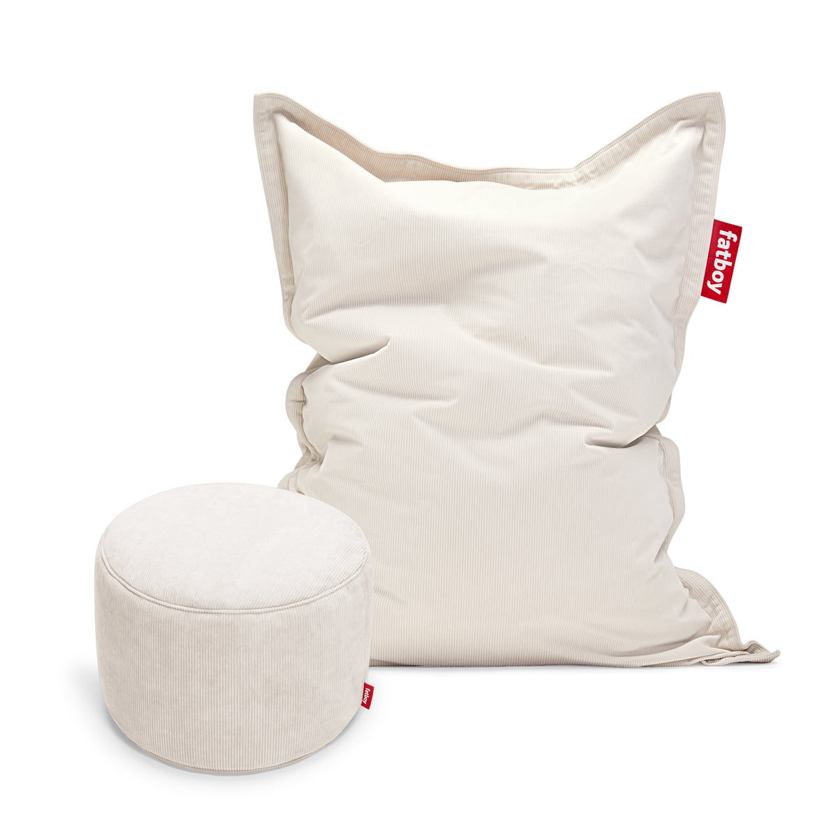 Fatboy - Recycelt Original Slim Sitzsack Cord inkl. Point Pouf Cord, cream im Sale