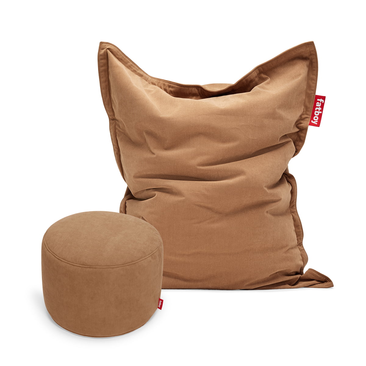 Fatboy - Recycelt Original Slim Sitzsack Cord inkl. Point Pouf Cord, teddybear im Sale