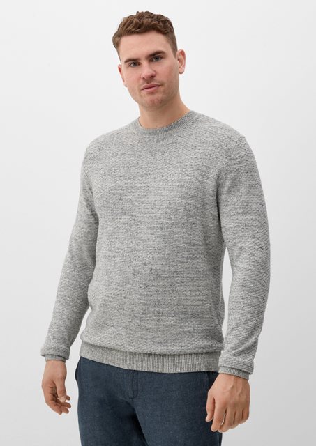 s.Oliver Strickpullover Strukturierter Strickpullover Rippblende im Sale