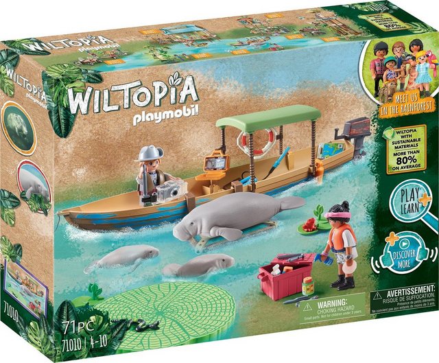 Playmobil® Konstruktions-Spielset Wiltopia - Bootsausflug zu den Seekühen (71010), Wiltopia, (71 St), teilweise aus recyceltem Material, Made in Europe