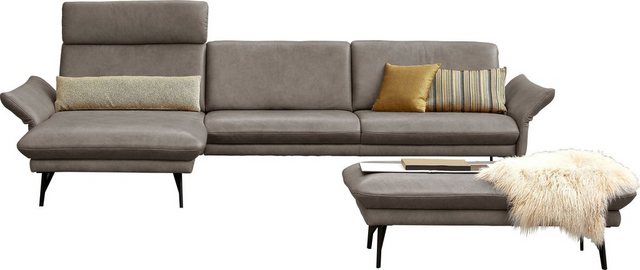 himolla Ecksofa 1928, mit Hocker, Füße anthrazit