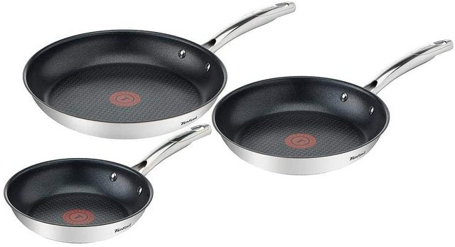 Tefal Pfannen-Set 20/24/28cm G732S3, Edelstahl (je 1 Bratpfanne Ø 20, 24, 28 cm, 3-tlg., Premium Edelstahl, Induktionspfanne, Temperaturanzeiger), Induktion, Ø 28 cm