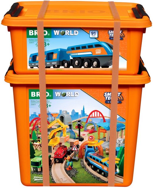 BRIO® Spielzeug-Eisenbahn BRIO® WORLD, Smart Tech Sound Deluxe Set, (Set, 91-tlg), mit Soundeffekten, app-fähig, FSC® - schützt Wald - weltweit