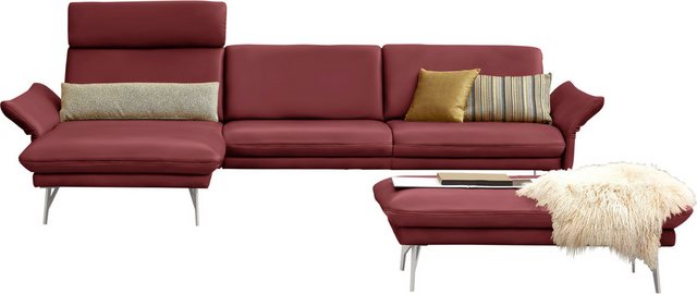 himolla Ecksofa 1928, mit Hocker, Füße Edelstahloptik