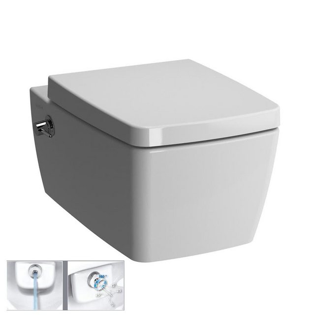 Vitra Wand-WC-Befestigung - Toilette mit Bidet Funktion und WC-Sitz mit Absenkautomatik, (Komplett-Set, 2-St., WC mit Bidet Funktion und WC Sitz mit Absenkautomatik), Kloschüssel mit Armatur integriert im Sale