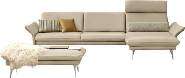 himolla Ecksofa 1928, mit Hocker, Füße Edelstahloptik