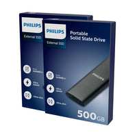 Thumbnail for Philips FM50SS030P/20 externe SSD (500GB) 1,8 540 MB/S Lesegeschwindigkeit, 520 MB/S Schreibgeschwindigkeit, Space Grey, Ultra Speed USB-C 3.2, Aluminium, 2er Pack