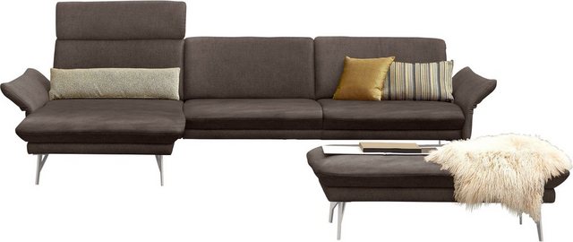 himolla Ecksofa 1928, mit Hocker, Füße Edelstahloptik