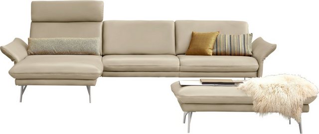 himolla Ecksofa 1928, mit Hocker, Füße Edelstahloptik