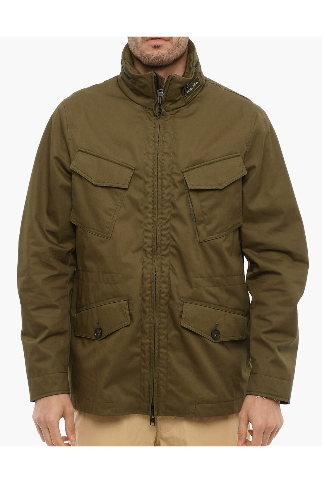 Woolrich Army Olive Cotton Utility Field Jacket im Sale