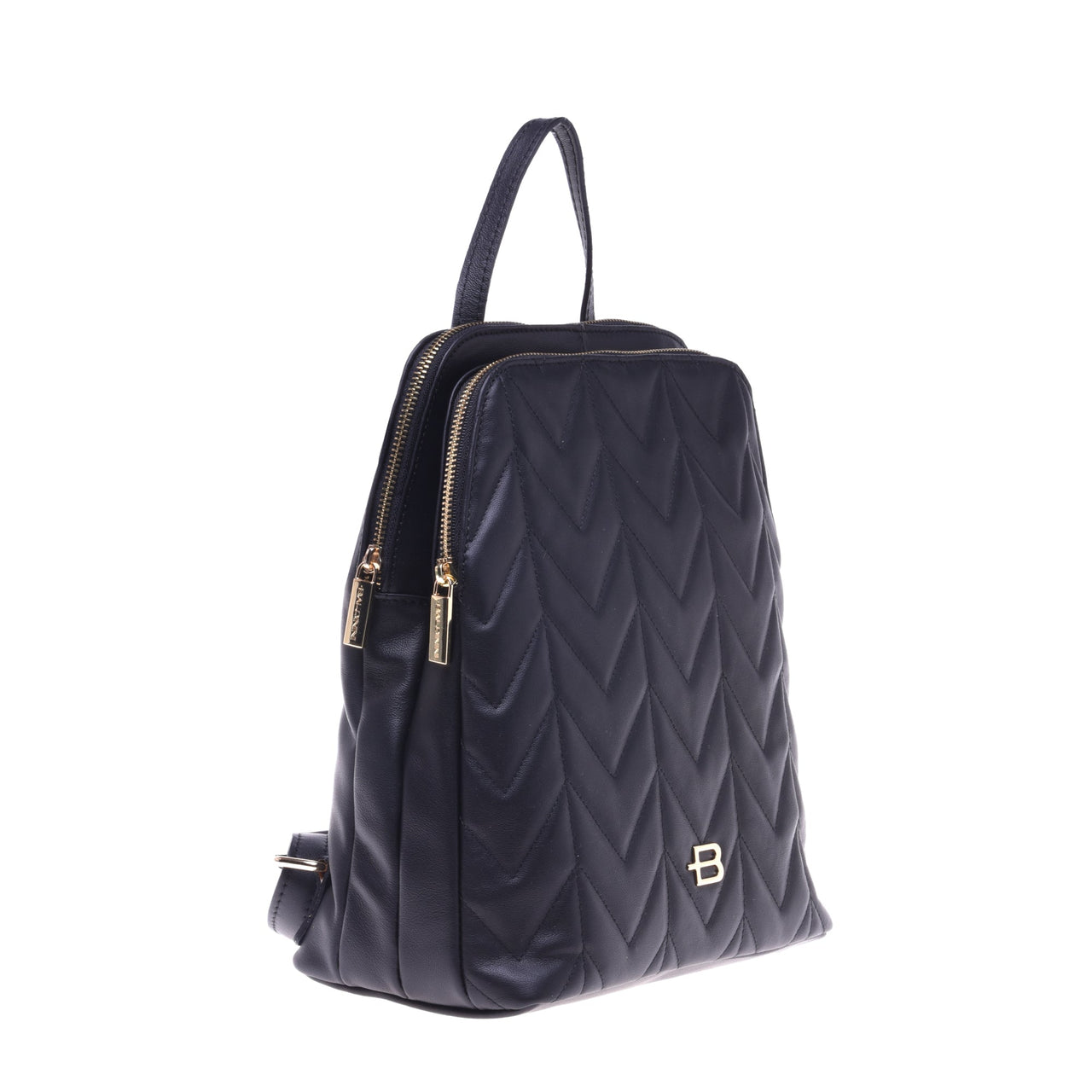 Baldinini Black quilted leather rucksack im Sale