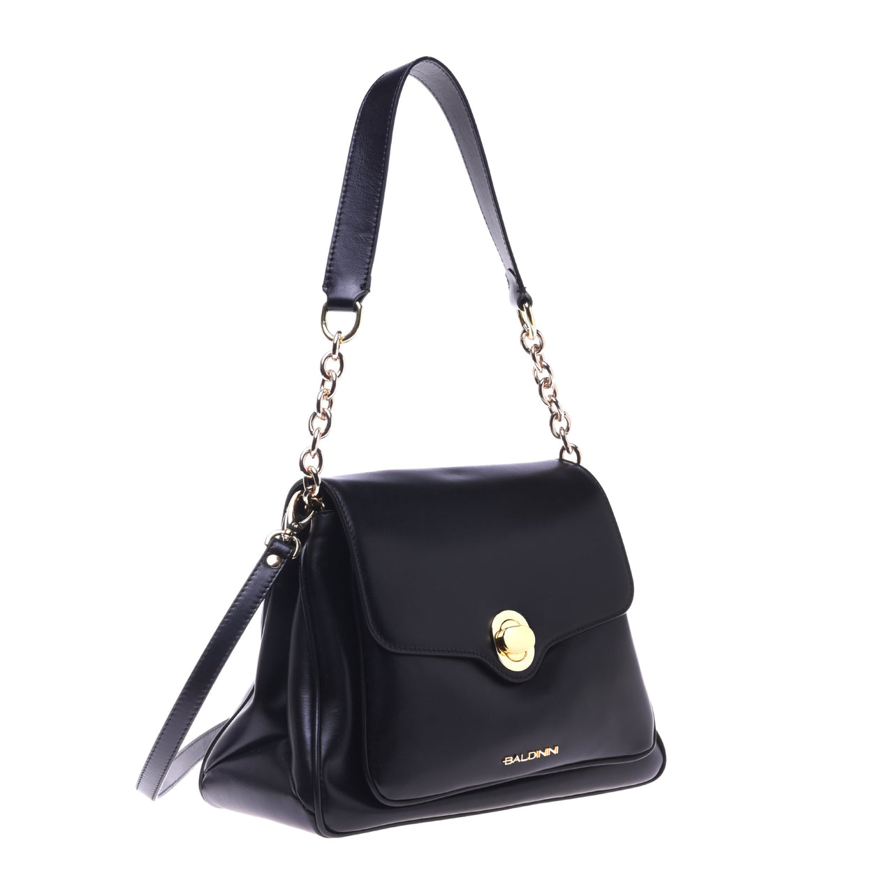 Baldinini Black leather shoulder bag im Sale