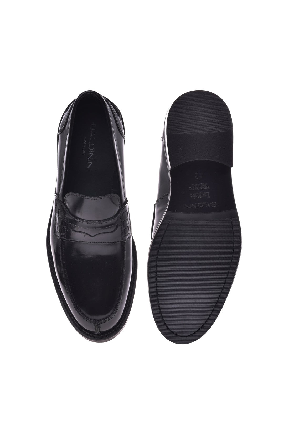 Baldinini Black calfskin loafers im Sale