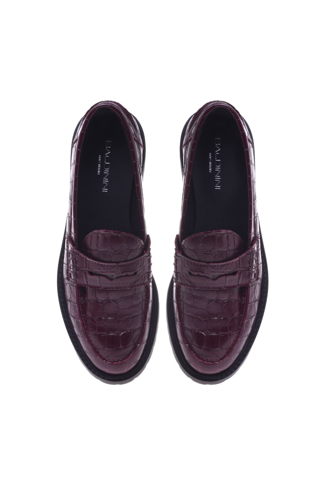 Baldinini Loafer in burgundy with crocodile print im Sale