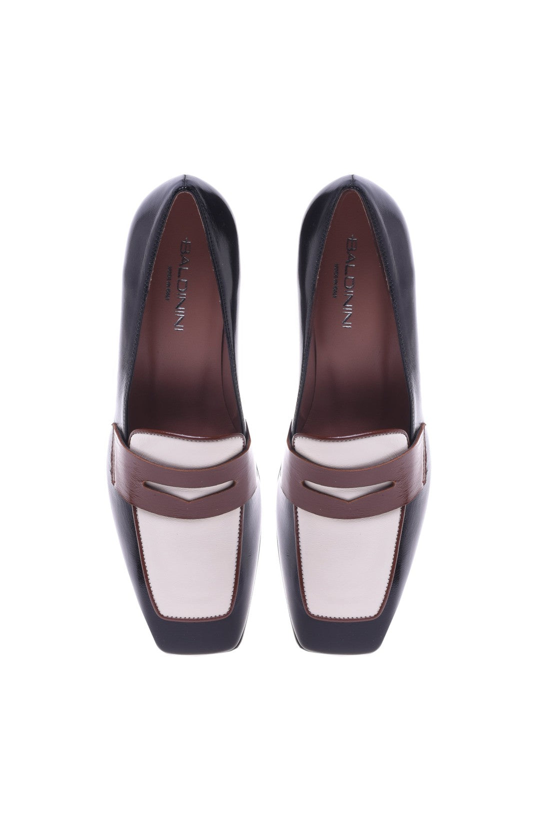 Baldinini Loafer with heel in black and cream naplak leather im Sale