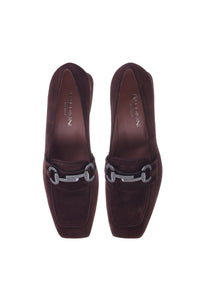 Thumbnail for Baldinini Loafer with heel in dark brown suede im Sale