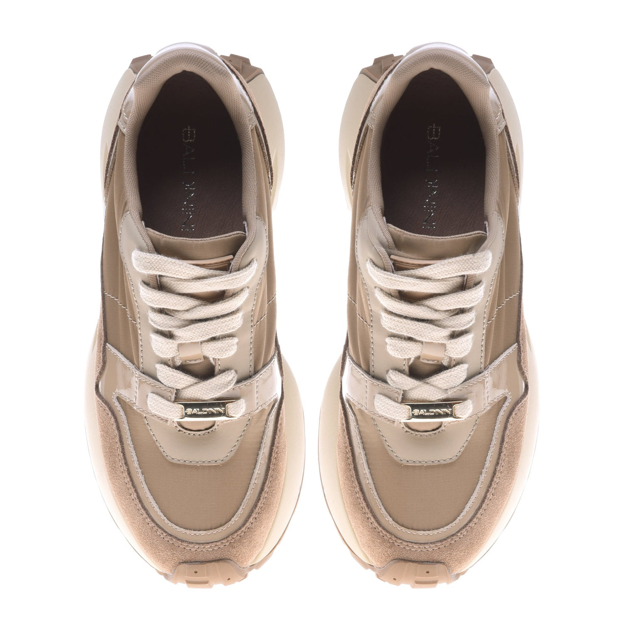 Baldinini Trainer in beige nylon and suede leather im Sale