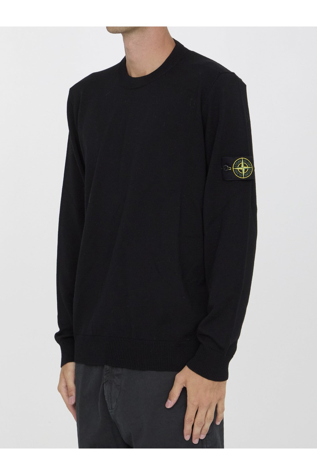 Stone Island Black Wool Jumper im Sale