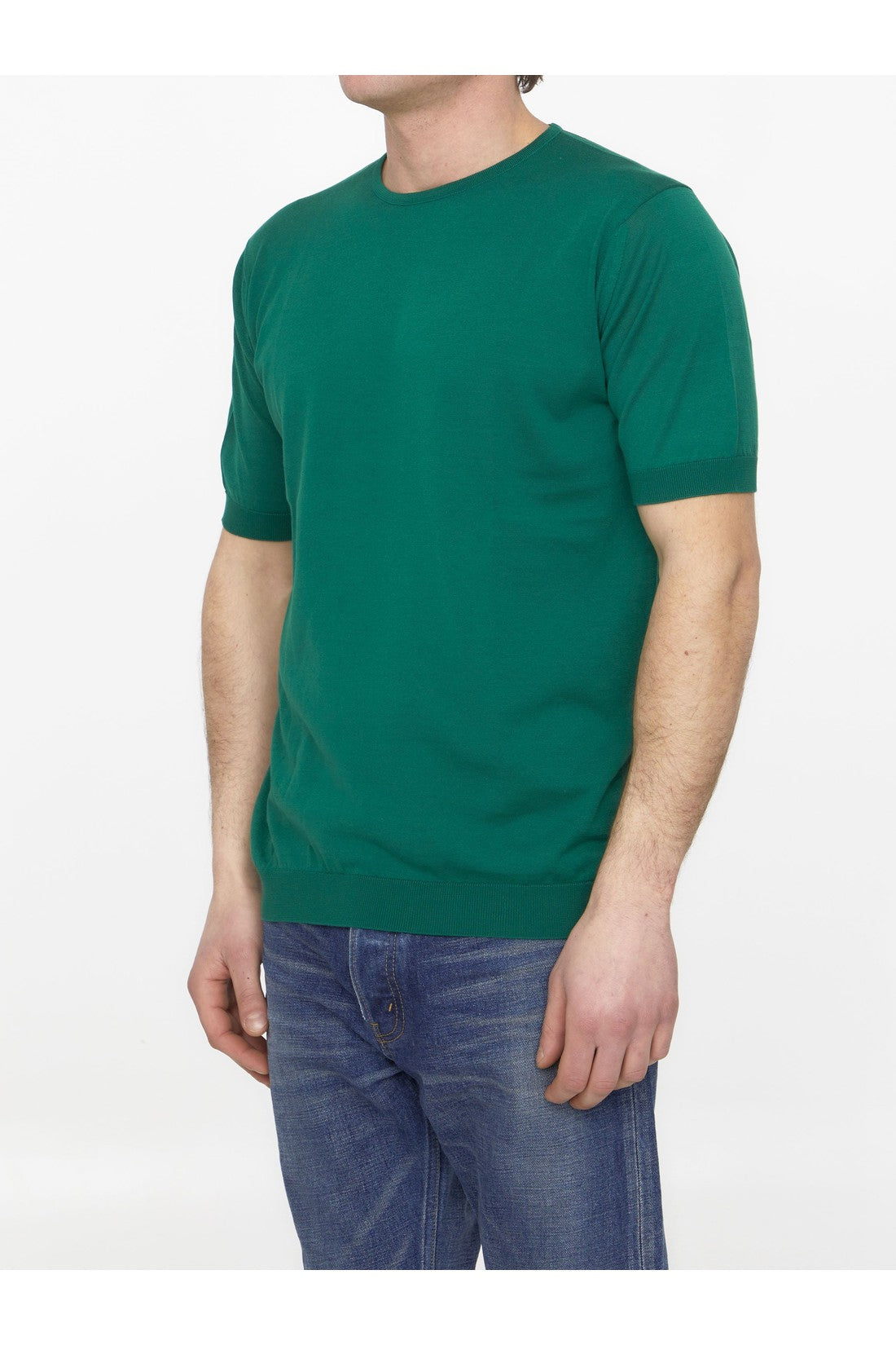 John Smedley Emerald green cotton jumper im Sale