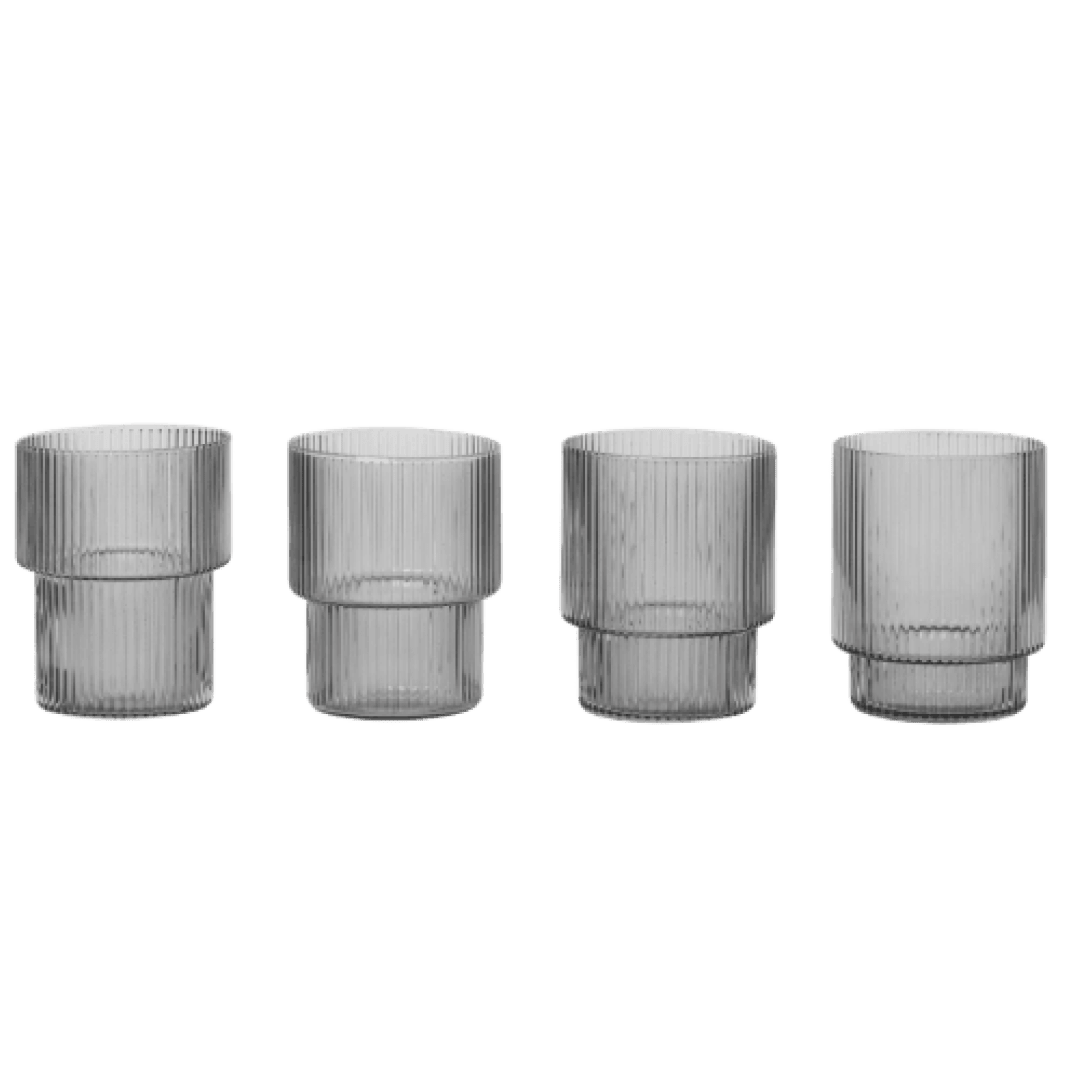 Set of 4 Ripple Glasses - Smoked Grey