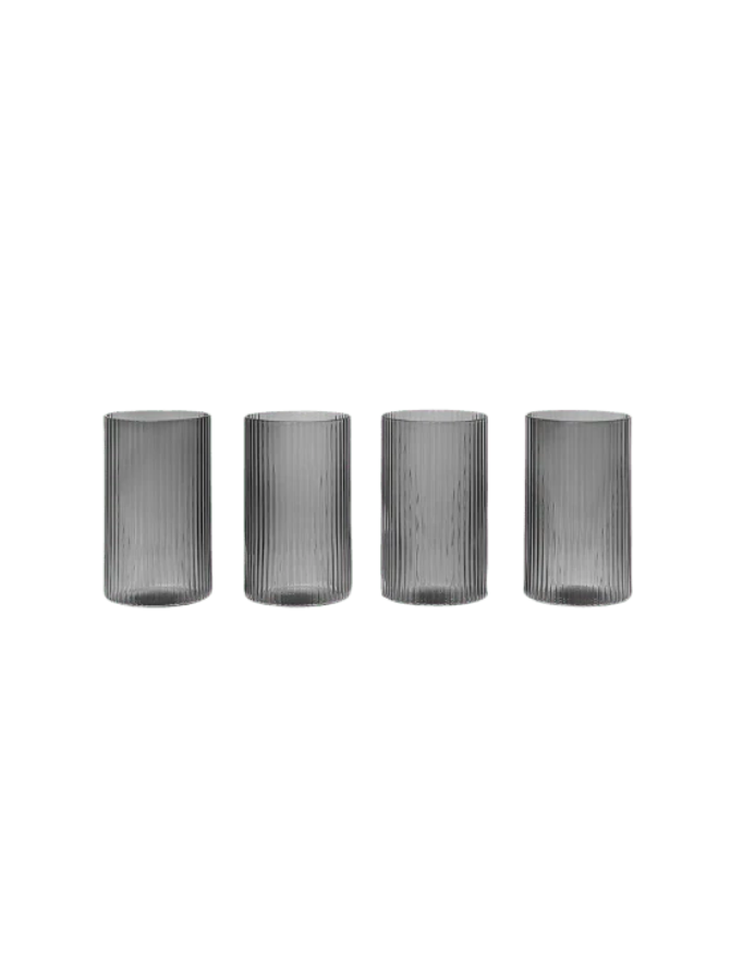 Set of 4 Ripple Verrines - Smoked Grey 14 cl