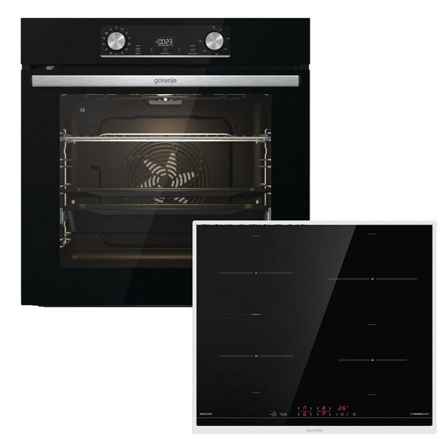 GORENJE Backofen-Set Black Steam Pyro Herdset, mit 1-fach-Teleskopauszug, Pyrolyse - Reinigungsfunktion, QUCD (Quadro Ultra Cool Door)