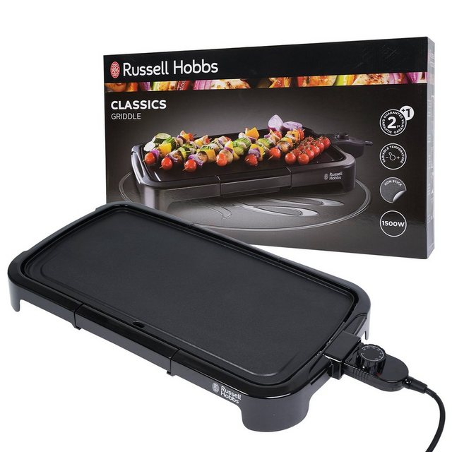 RUSSELL HOBBS Elektrogrill Classics Elektrischer Tischgrill 1500W, Anti-Haft-Beschichtung, abnehmbares Kabel, Fettauffangschale