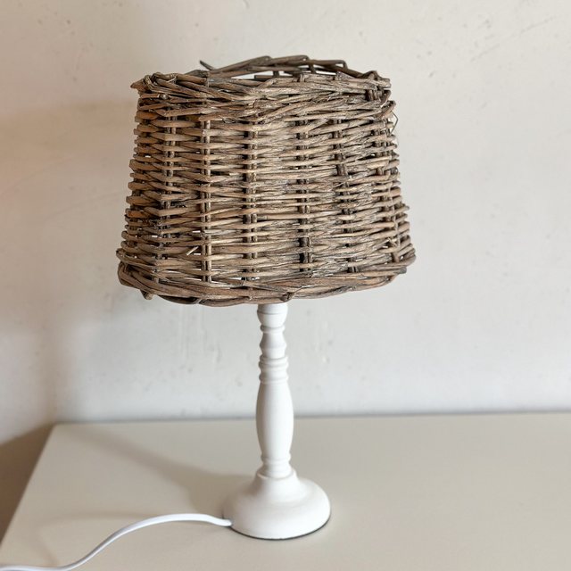 Clayre & Eef Tischleuchte „New England“ Rattan XL, ohne Leuchtmittel, Tischlampe, E27, Netzkabel