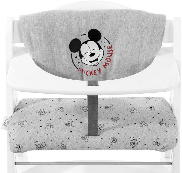 Hauck Kinder-Sitzauflage Deluxe, Mickey Mouse grey, (2-tlg), für ALPHA+ Holzhochstuhl und weitere Modelle