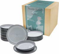 Thumbnail for CreaTable Teller-Set Nordic Fjord (12-tlg), 6 Personen, Steinzeug, Tafelservice, 6 Speiseteller Ø 26 cm, 6 Suppenteller Ø 22,5 cm im Sale