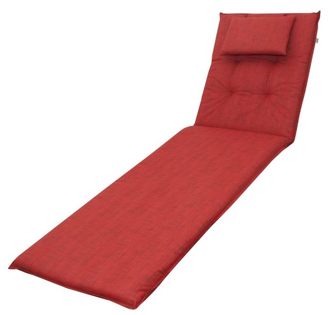 doppler® Liegenauflage 6998 rot Auflage für Liege Kissen Polster Einlage 200x60 cm, für Gartenliegen UV-beständig mit abnehmbaren Kopfkissen