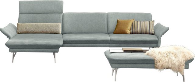 himolla Ecksofa 1928, mit Hocker, Füße Edelstahloptik