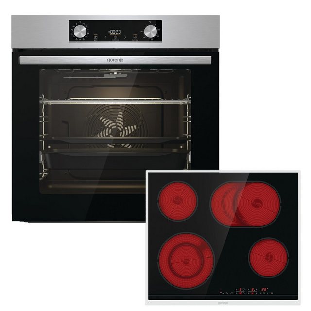 GORENJE Backofen-Set Steel Steam Set, mit 1-fach-Teleskopauszug, EcoClean Email, Multifunktions-Backofen BigSpace, Slider TouchControl-Sensorbedienung