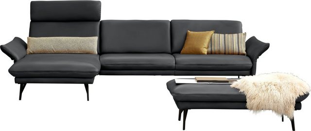 himolla Ecksofa 1928, mit Hocker, Füße anthrazit