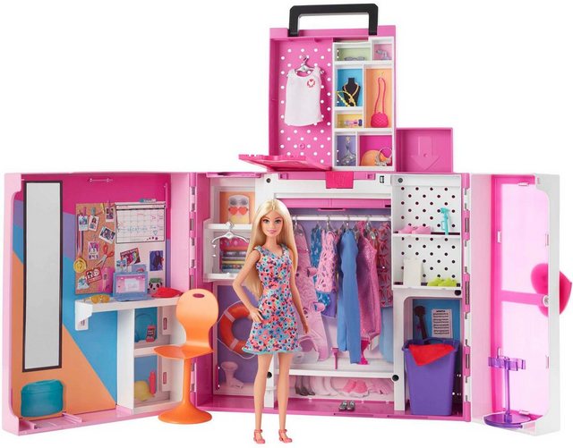 Barbie Puppenkleiderschrank Traum-Kleiderschrank mit Puppe (blond), Zubehör & Kleidung im Sale