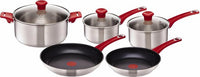 Thumbnail for Tefal Topf-Set Tefal by Jamie Oliver Mainstream, Edelstahl (Set, 8-tlg), Edelstahl-Set Jamie Oliver, Red Collection, alle Herdarten,Induktion