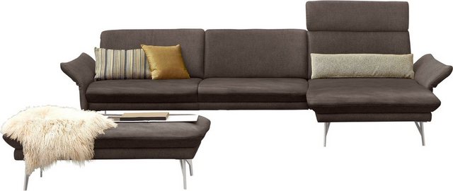 himolla Ecksofa 1928, mit Hocker, Füße Edelstahloptik