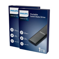 Thumbnail for Philips FM01SS030P/20 externe SSD (1TB) 1.8 540 MB/S Lesegeschwindigkeit, 520 MB/S Schreibgeschwindigkeit, Ultra Speed USB-C 3.2, Aluminium, Space Grey, 2er Pack