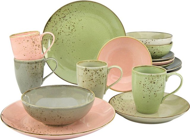 CreaTable Kombiservice Geschirr-Set NATURE COLLECTION Vintage Garden (16-tlg), 4 Personen, Steinzeug, Service, 16 Teile, für 4 Personen im Sale