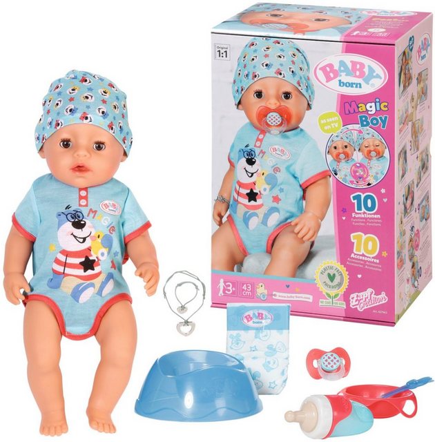 Baby Born Babypuppe Magic Boy, 43 cm (Set, 13-tlg), mit 10 lebensechten Funktionen im Sale