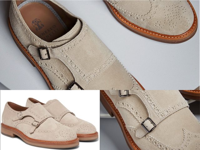 BRUNELLO CUCINELLI Brunello Cucinelli Double Monk Suede Pattern Shoes Schuhe Brogues Monk Sneaker im Sale