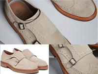 Thumbnail for BRUNELLO CUCINELLI Brunello Cucinelli Double Monk Suede Pattern Shoes Schuhe Brogues Monk Sneaker im Sale