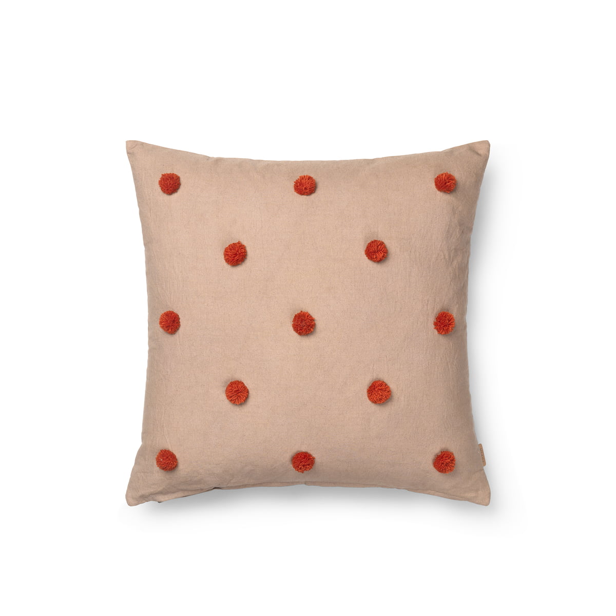 ferm LIVING - Dot Kissen, 48 x 48 cm, caramel / rot