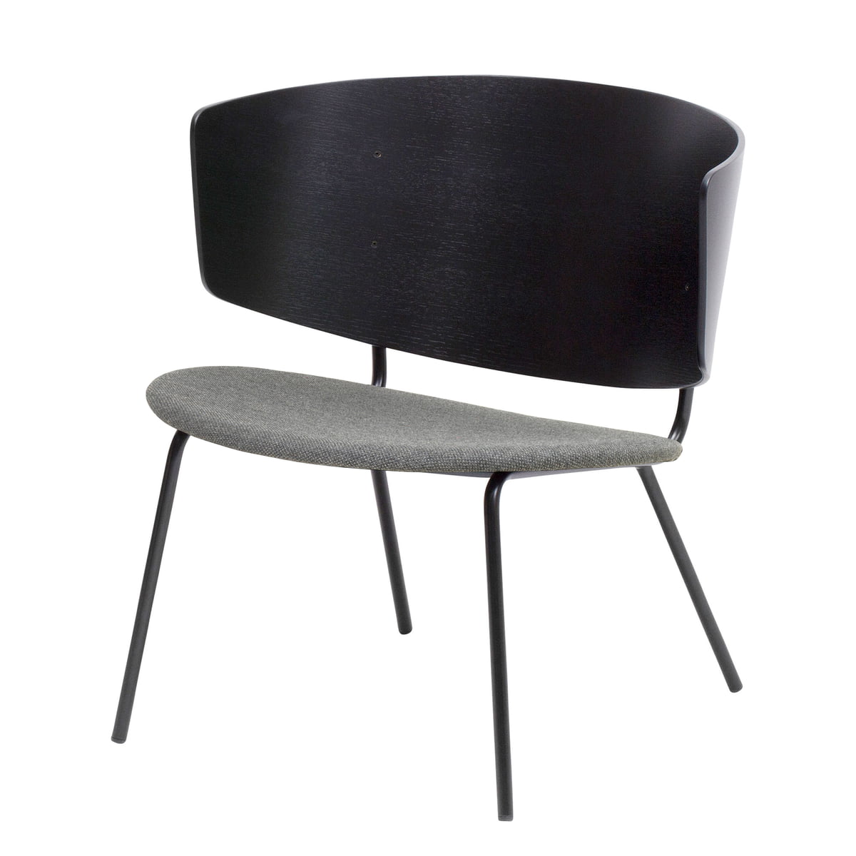 ferm LIVING - Herman Lounge Chair, Fiord dunkelgrau / schwarz