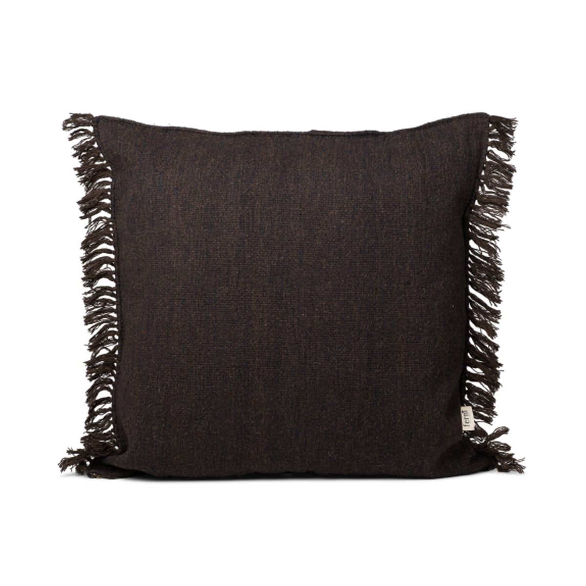 ferm LIVING - Kelim Cushion Fringe, 80 x 80 cm, dark melange