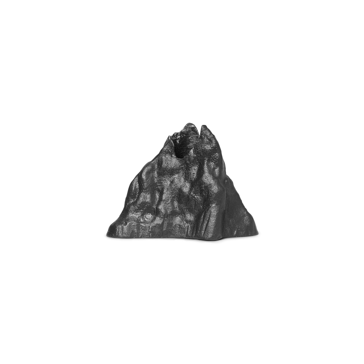 ferm LIVING - Stone Kerzenhalter large, Aluminium schwarz