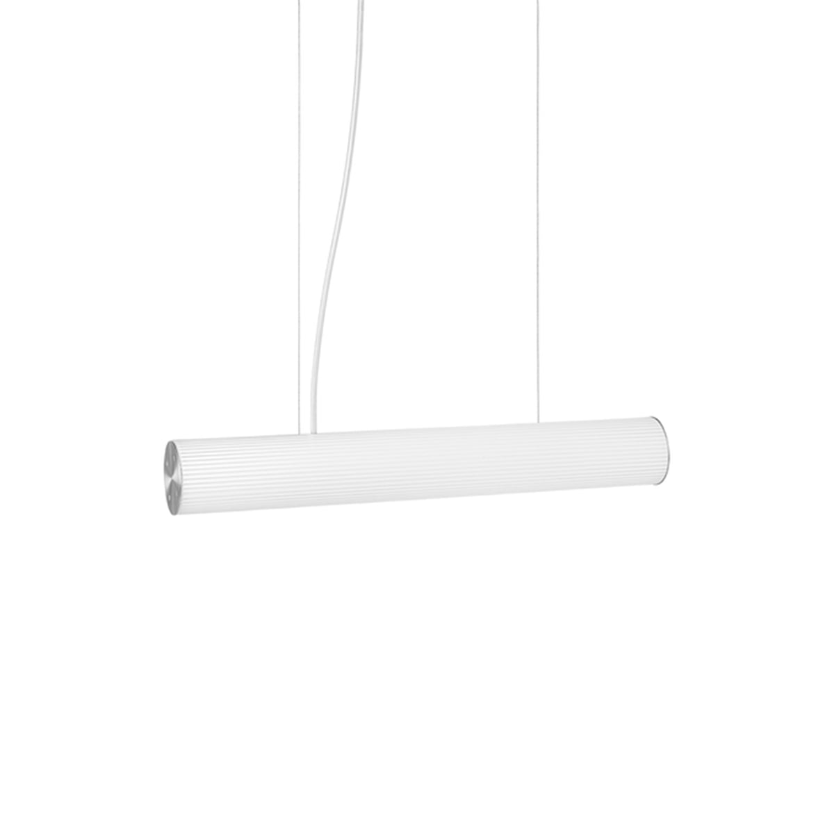 ferm LIVING - Vuelta LED Pendelleuchte, L 60 cm, weiß / Edelstahl