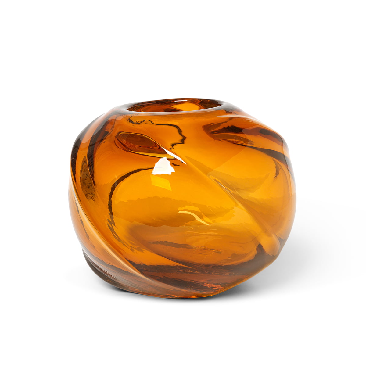 ferm LIVING - Water Swirl Vase, H 16 cm, amber