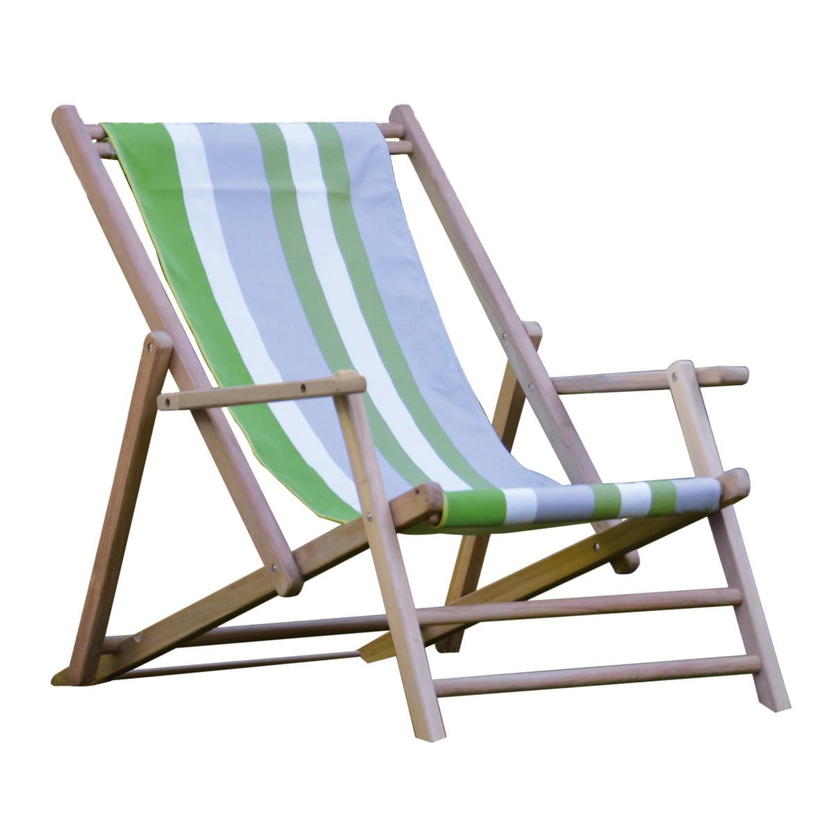 Jan Kurtz - Maxx Deckchair Teakholz, Bezug Designers Guild Streifen Tarifa Leaf